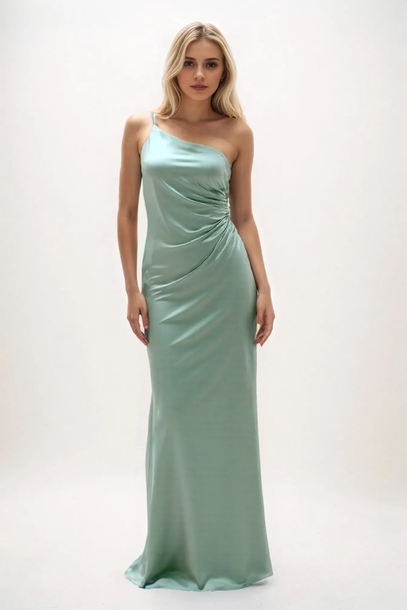 Sheath-Column Maxi Luxe Satin Bridesmaid Dress CB0843 sold by Cocomelody product image thumbnail 5