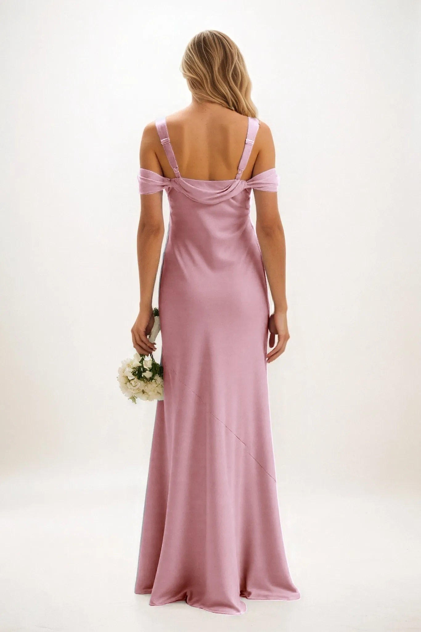 Sheath-Column Maxi Luxe Satin Bridesmaid Dress CB0841 sold by Cocomelody product image thumbnail 2