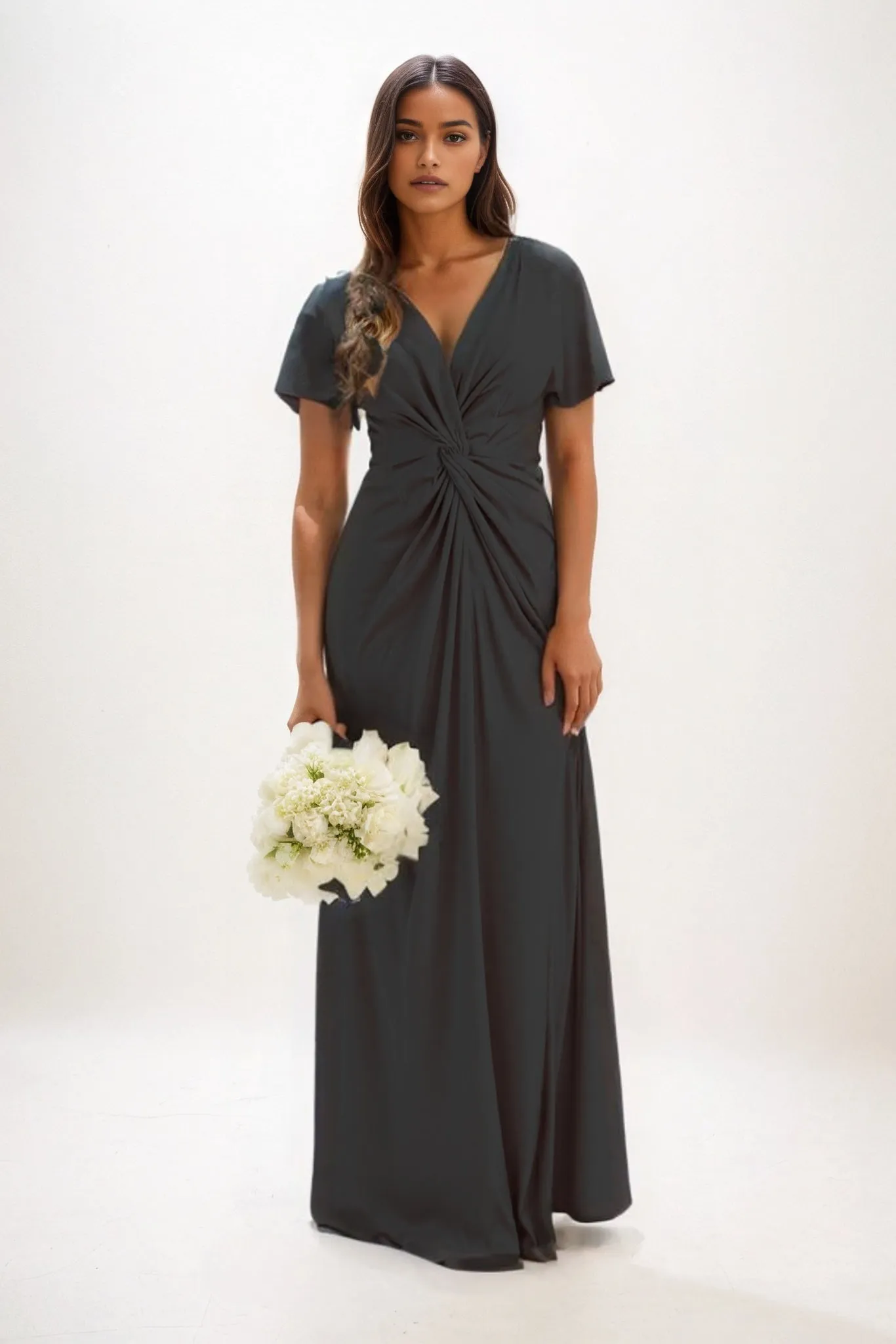 A-Line Maxi Luxe Satin Bridesmaid Dress CB0838 sold by Cocomelody product image thumbnail 5