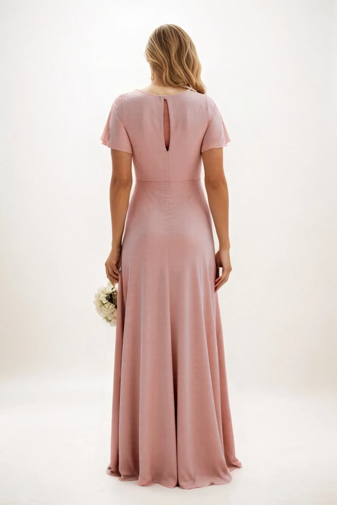 A-Line Maxi Luxe Satin Bridesmaid Dress CB0838 sold by Cocomelody product image thumbnail 2
