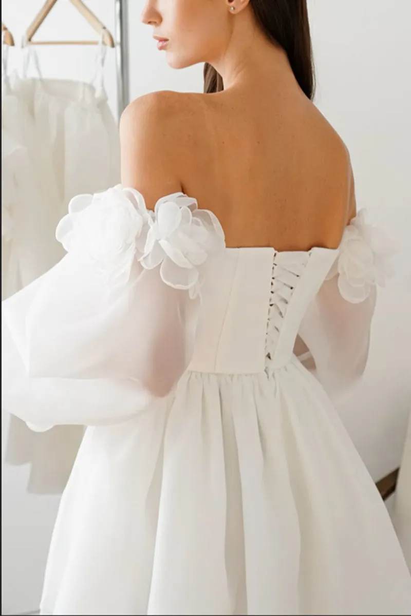 A-Line Short-Mini Organza Little White Dress 100010 sold by Cocomelody product image thumbnail 2