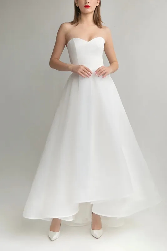 A-Line  Ankle Length Organza Little White Dress 100009 sold by Cocomelody