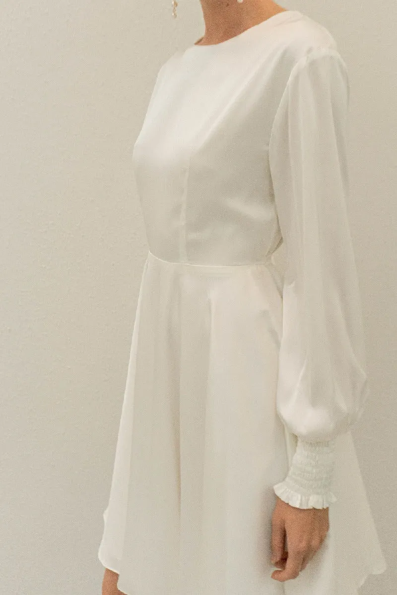 A-Line Knee Length Forged Chiffon Little White Dress 100008 sold by Cocomelody product image thumbnail 4