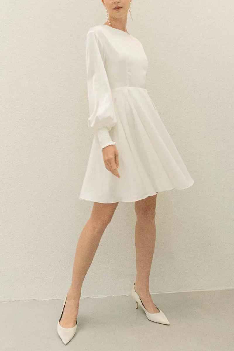 A-Line Knee Length Forged Chiffon Little White Dress 100008 sold by Cocomelody