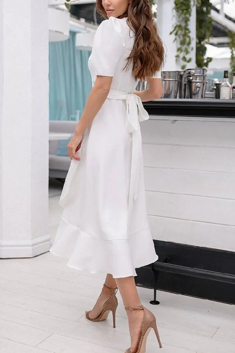 A-Line Tea Length Chiffon Little White Dress 100003 sold by Cocomelody product image thumbnail 3