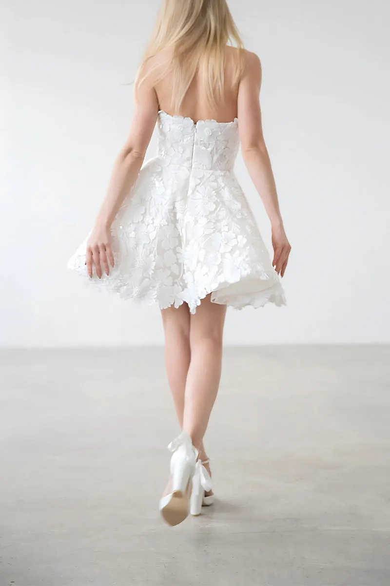 A-Line Short-Mini Lace Little White Dress 100018 sold by Cocomelody product image thumbnail 2