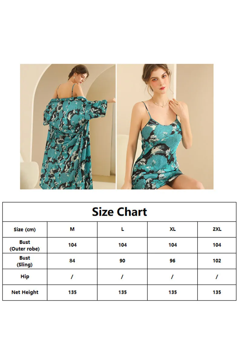 Hand-painted Floral Print Long Women's Robe-Set 902410930680 sold by Cocomelody product image thumbnail 3