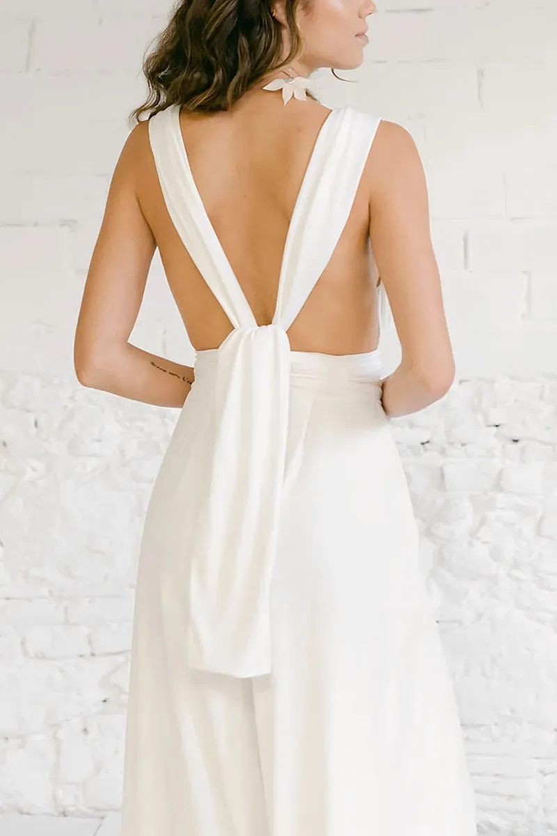 V-Neck Floor Length Chiffon Wedding Jumpsuit CW3585 sold by Cocomelody product image thumbnail 2