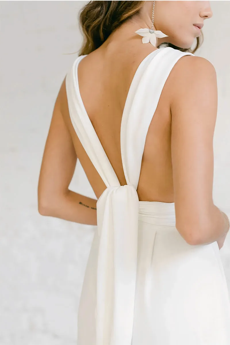 V-Neck Floor Length Chiffon Wedding Jumpsuit CW3585 sold by Cocomelody product image thumbnail 4
