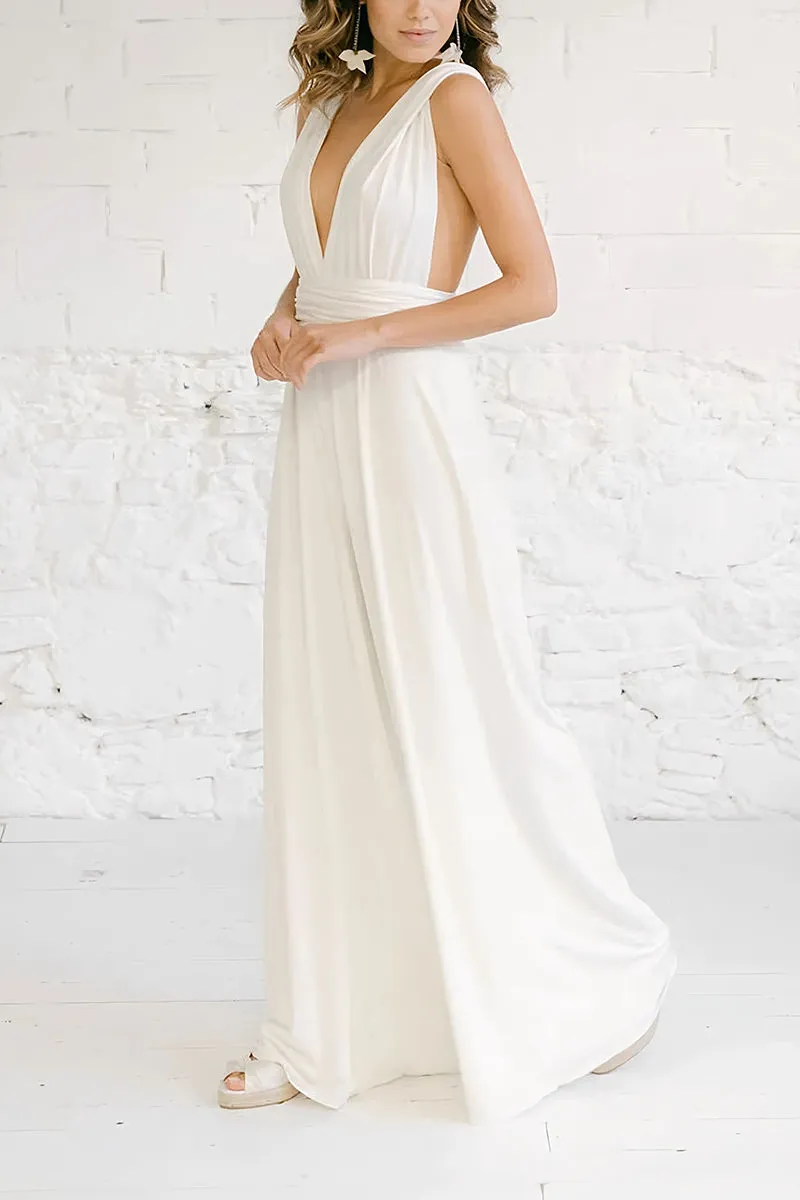 V-Neck Floor Length Chiffon Wedding Jumpsuit CW3585 sold by Cocomelody product image thumbnail 3