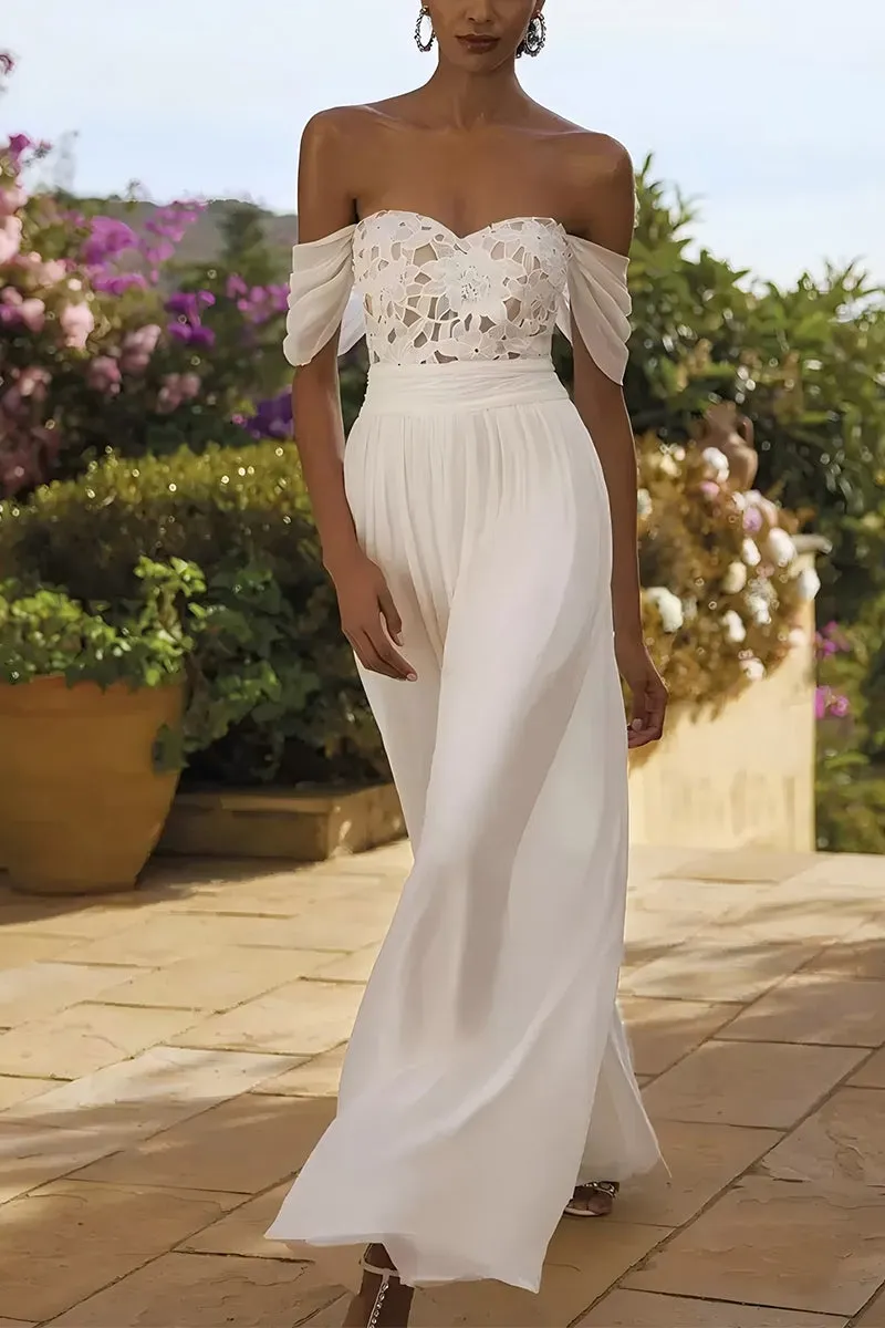 Sweetheart Floor Length Lace Chiffon Wedding Jumpsuit CW3583 sold by Cocomelody