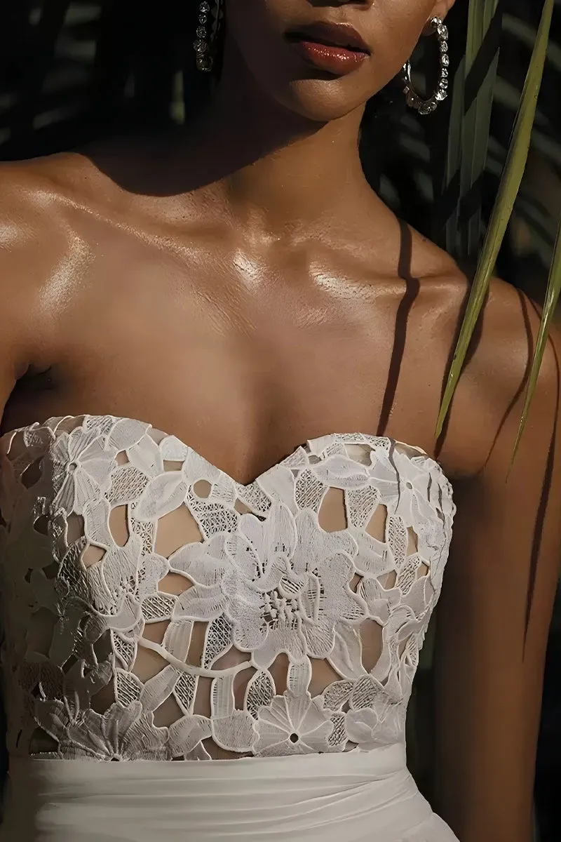 Sweetheart Floor Length Lace Chiffon Wedding Jumpsuit CW3583 sold by Cocomelody product image thumbnail 4