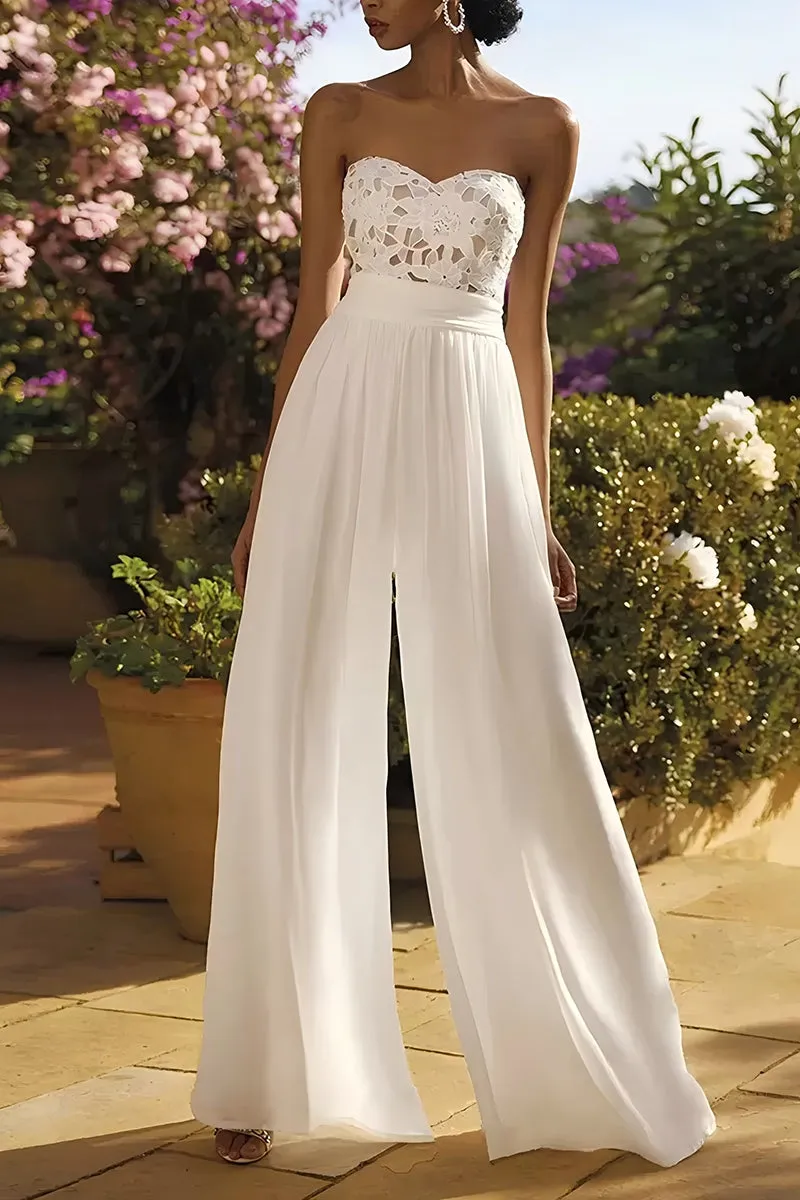 Sweetheart Floor Length Lace Chiffon Wedding Jumpsuit CW3583 sold by Cocomelody product image thumbnail 3