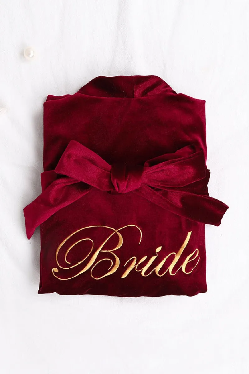 Velvet Knee Length Robe For Bride 600279553765 sold by Cocomelody product image thumbnail 2