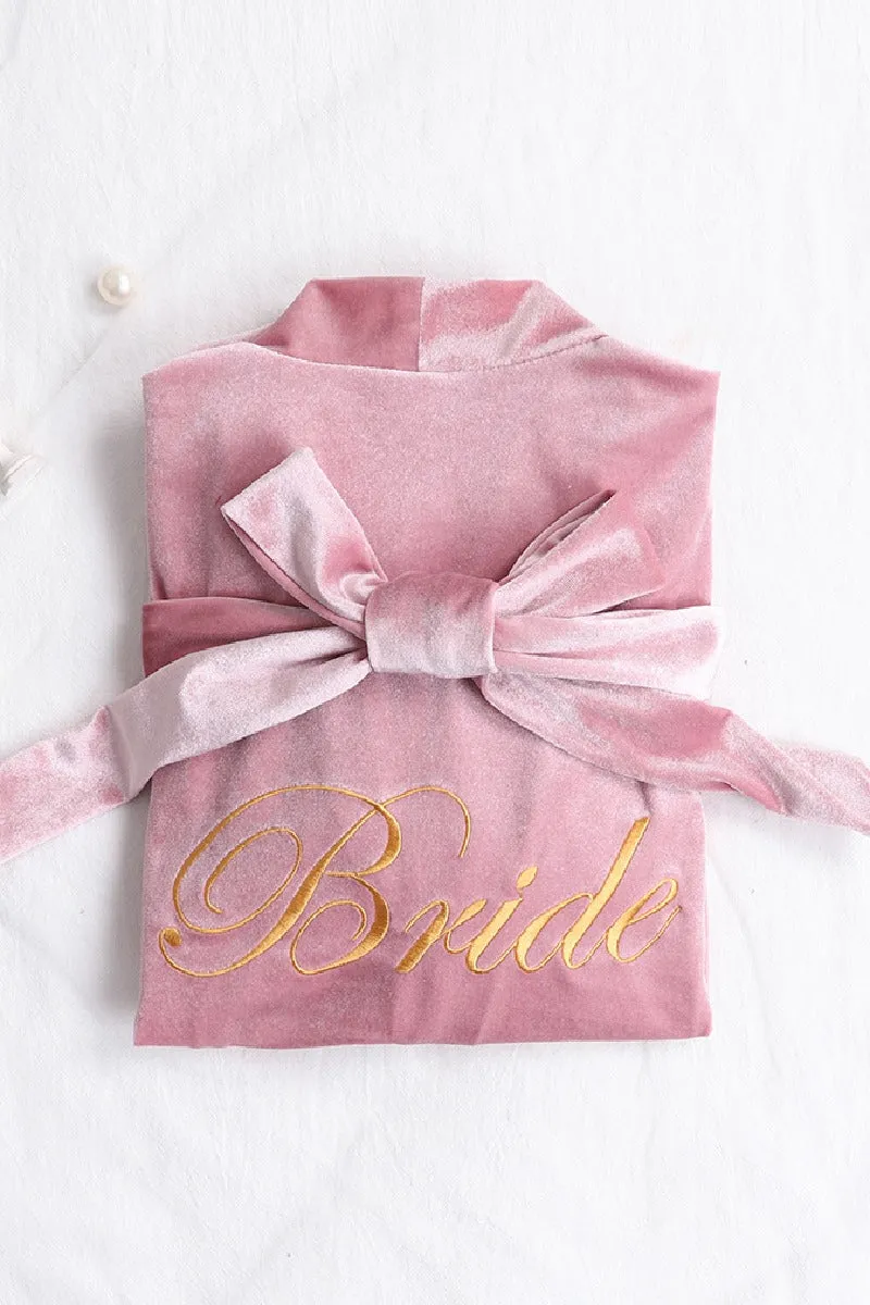 Velvet Knee Length Robe For Bride 600279553765 sold by Cocomelody product image thumbnail 3