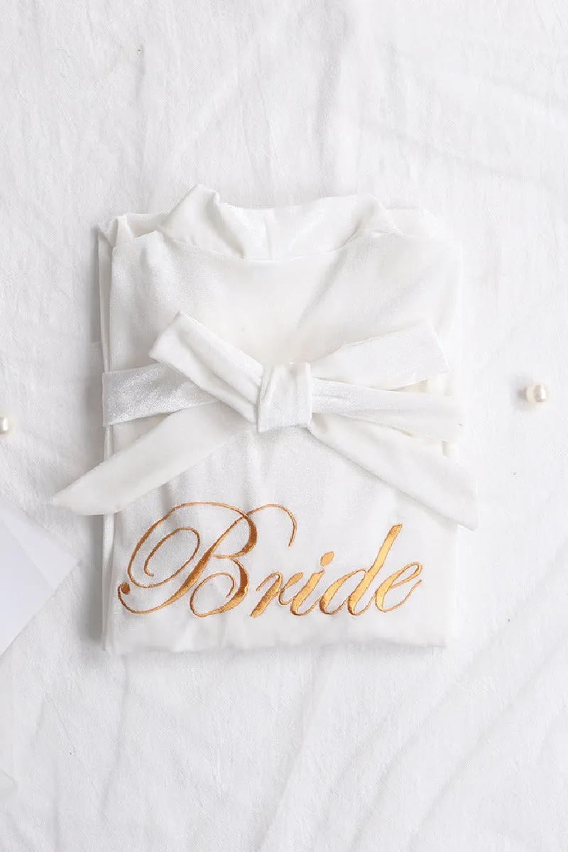 Velvet Knee Length Robe For Bride 600279553765 sold by Cocomelody