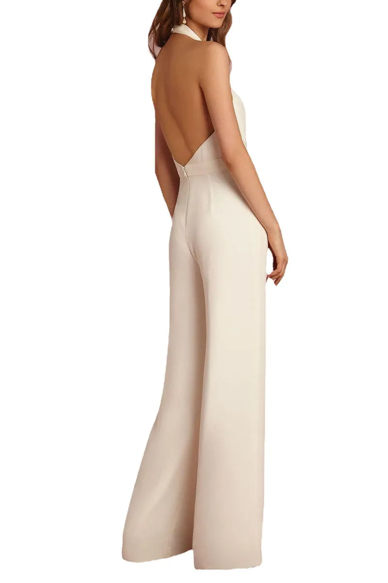 Halter Floor Length Chiffon Wedding Jumpsuit CW3577 sold by Cocomelody product image thumbnail 2