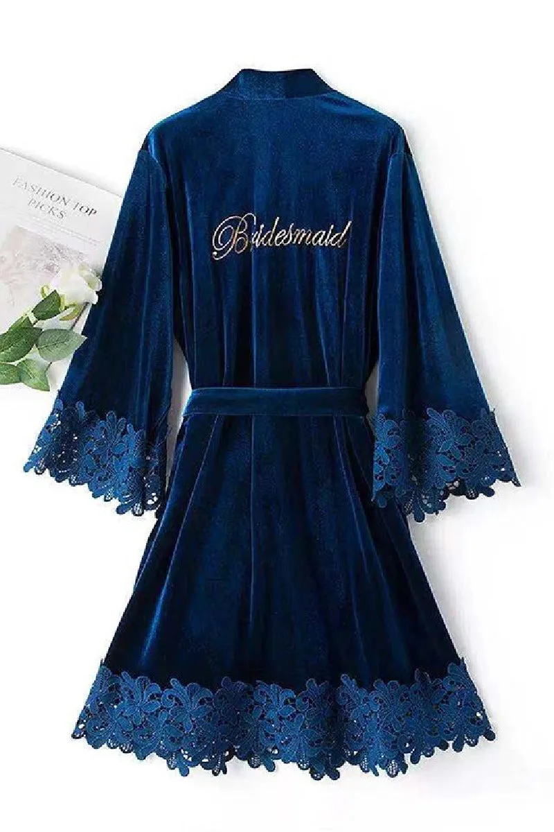 Velvet Knee Length Robe For Bridesmaid 632592493236 sold by Cocomelody product image thumbnail 3