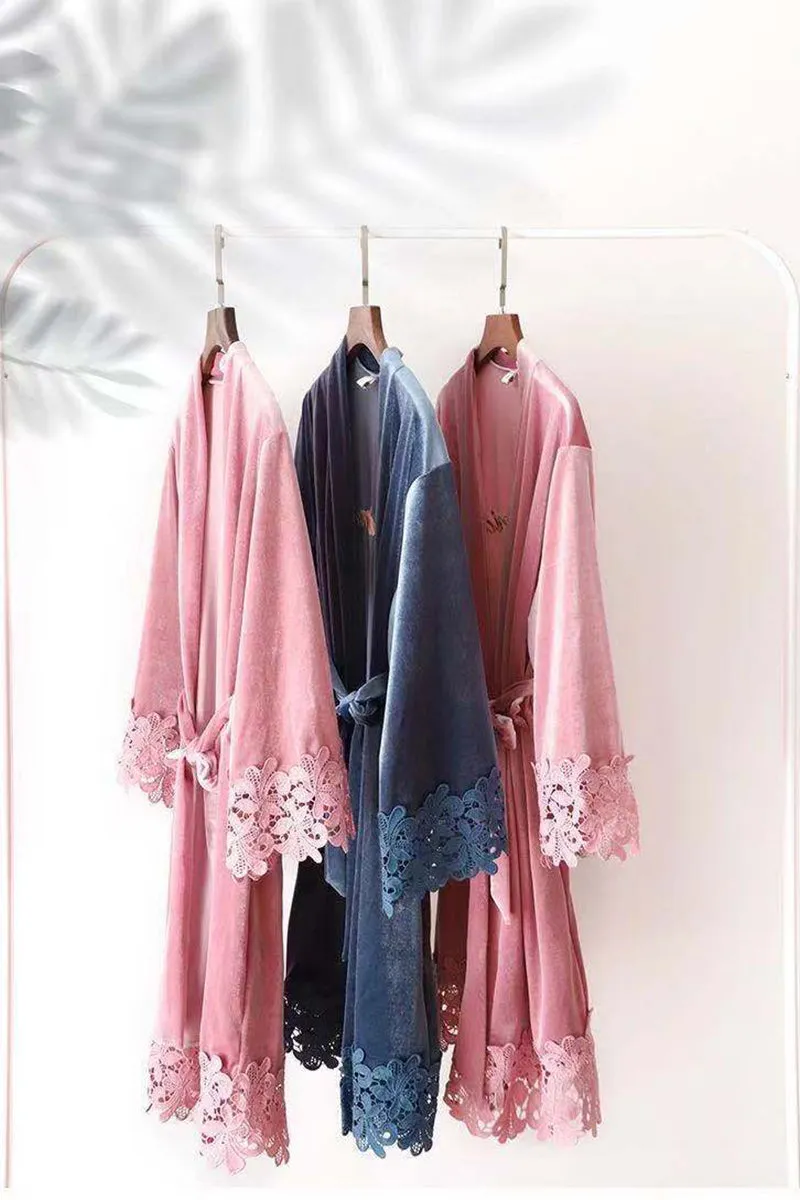 Velvet Knee Length Robe For Bridesmaid 632592493236 sold by Cocomelody product image thumbnail 5