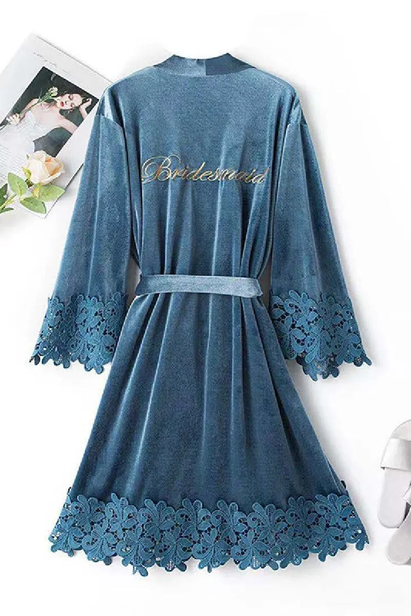 Velvet Knee Length Robe For Bridesmaid 632592493236 sold by Cocomelody