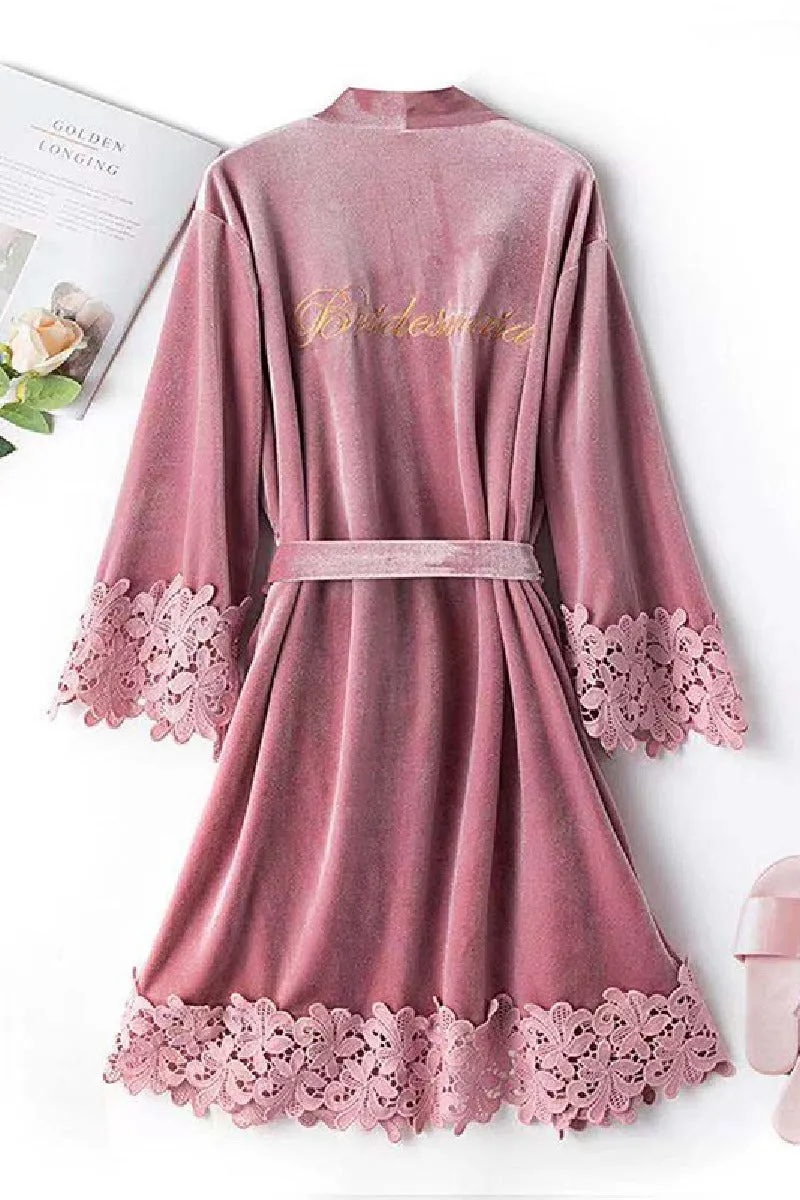 Velvet Knee Length Robe For Bridesmaid 632592493236 sold by Cocomelody product image thumbnail 2