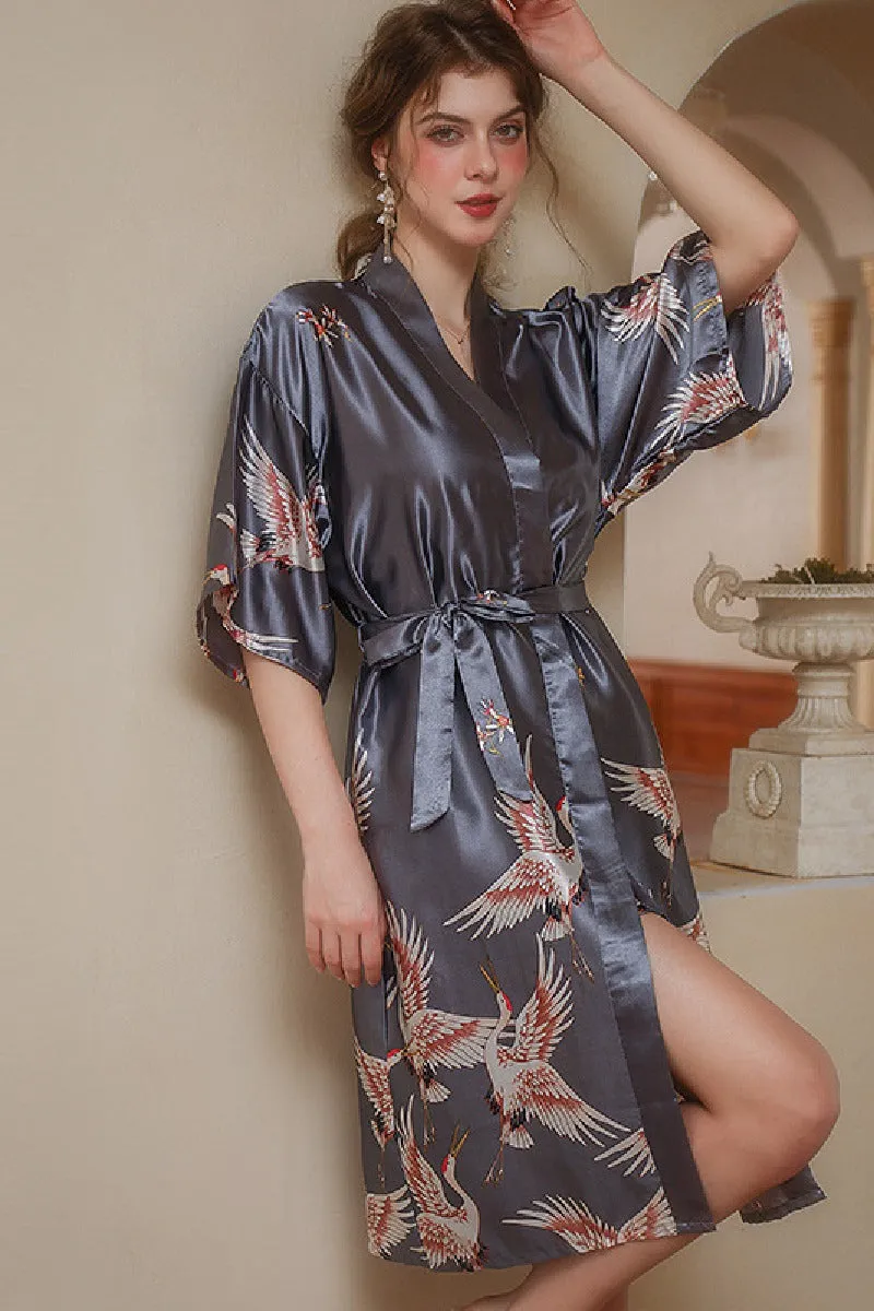Hand-painted Floral Print Long Women's Robe-Set 659708207947 sold by Cocomelody product image thumbnail 4