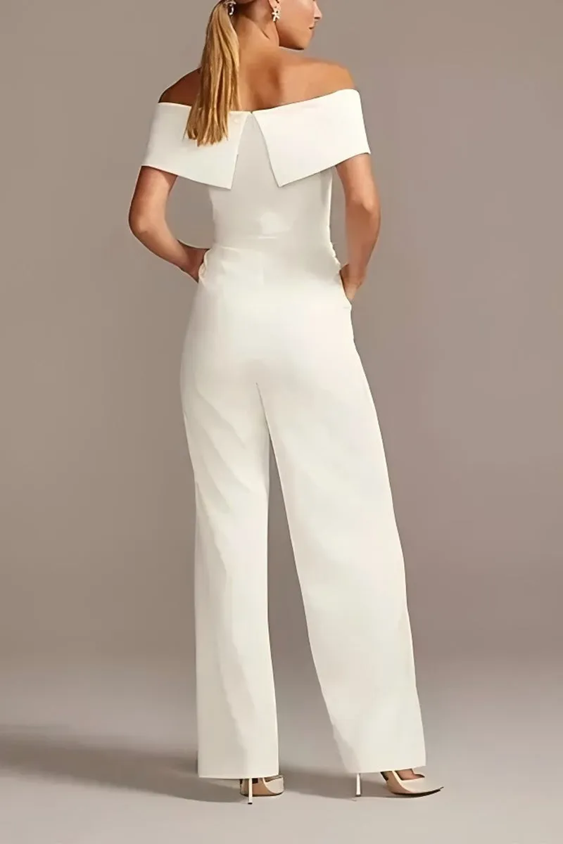 Off The Shoulder Floor Length Elastic Cloth Wedding Jumpsuit CW3566 sold by Cocomelody product image thumbnail 2