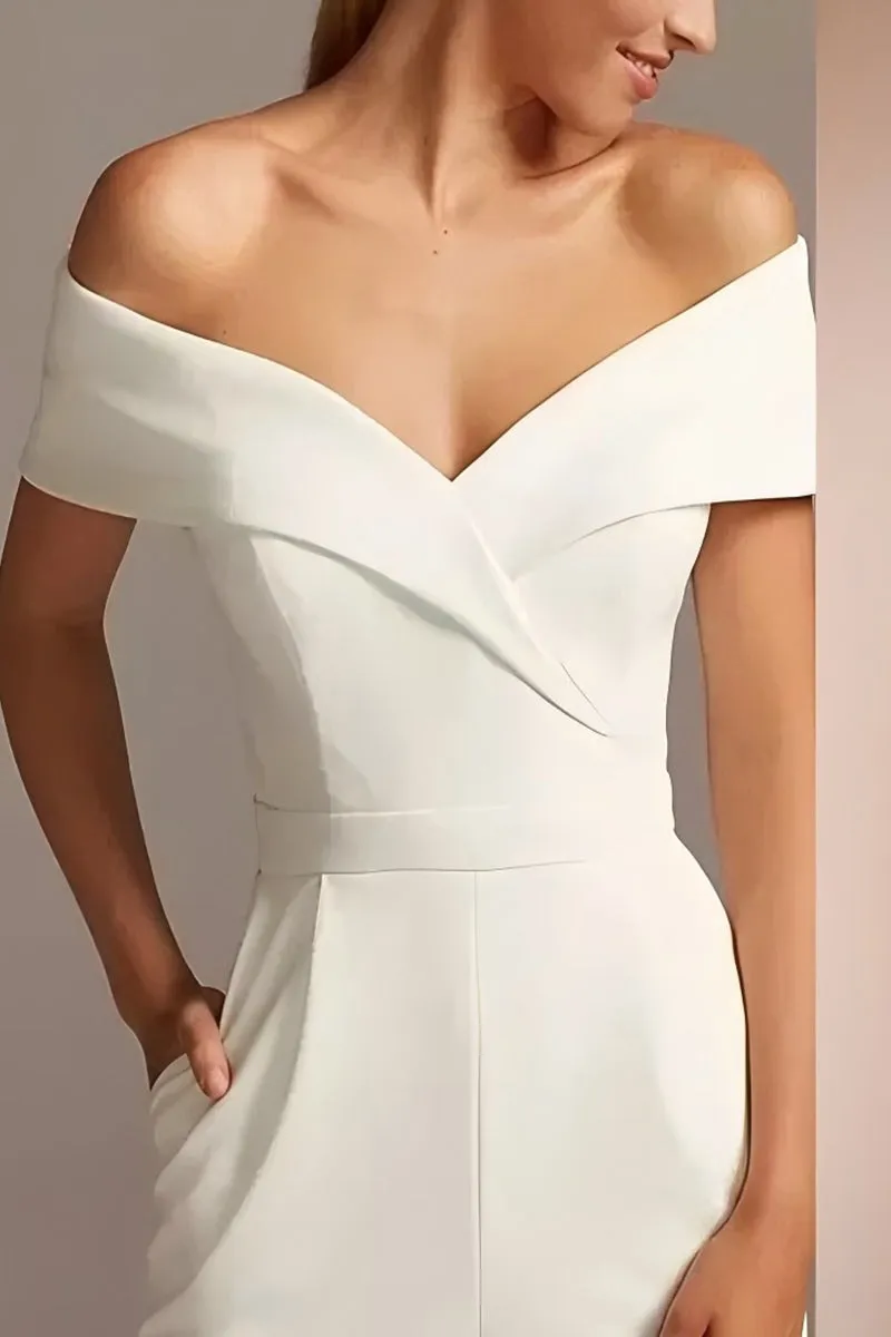 Off The Shoulder Floor Length Elastic Cloth Wedding Jumpsuit CW3566 sold by Cocomelody product image thumbnail 3