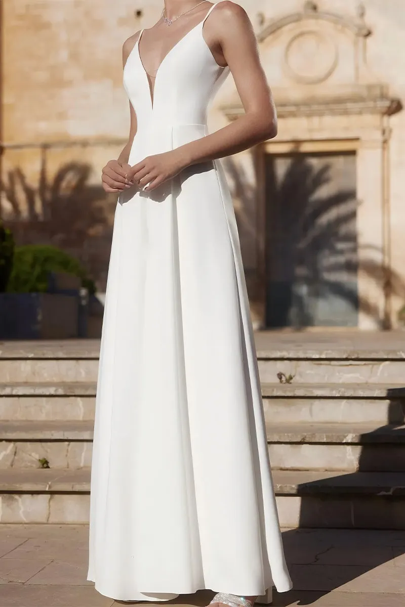 V-Neck Floor Length Elastic Cloth Wedding Jumpsuit CW3565 sold by Cocomelody