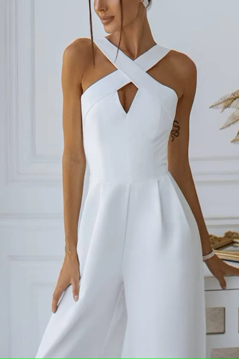 Halter Floor Length Elastic Cloth Wedding Jumpsuit CW3564 sold by Cocomelody product image thumbnail 3