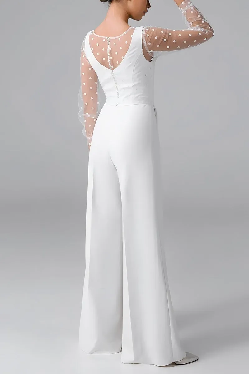 Scoop Floor Length Dot Tulle Elastic Cloth Wedding Jumpsuit CW3562 sold by Cocomelody product image thumbnail 2