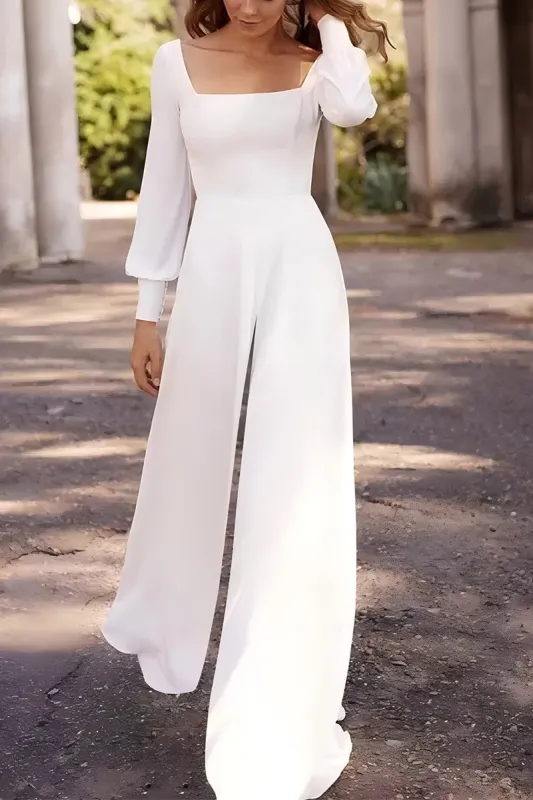 Square Floor Length Chiffon Wedding Jumpsuit CW3556 sold by Cocomelody