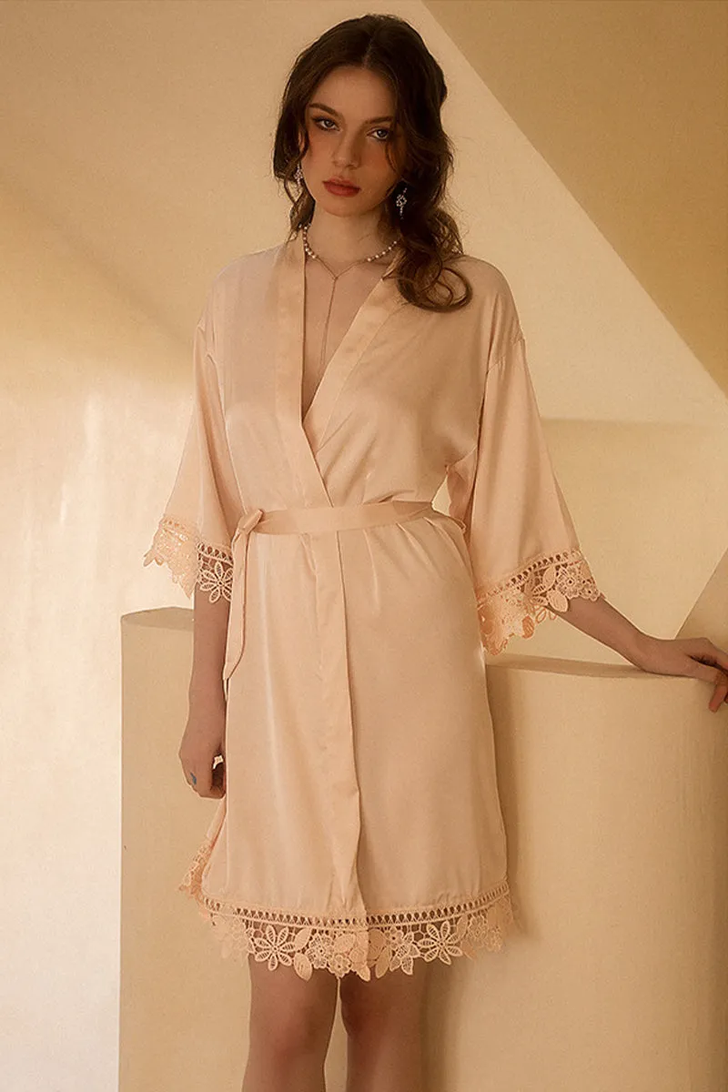 Personalized Bridesmaid Robes Sexy Lace Trim Satin Robes 878048482459 sold by Cocomelody product image thumbnail 2