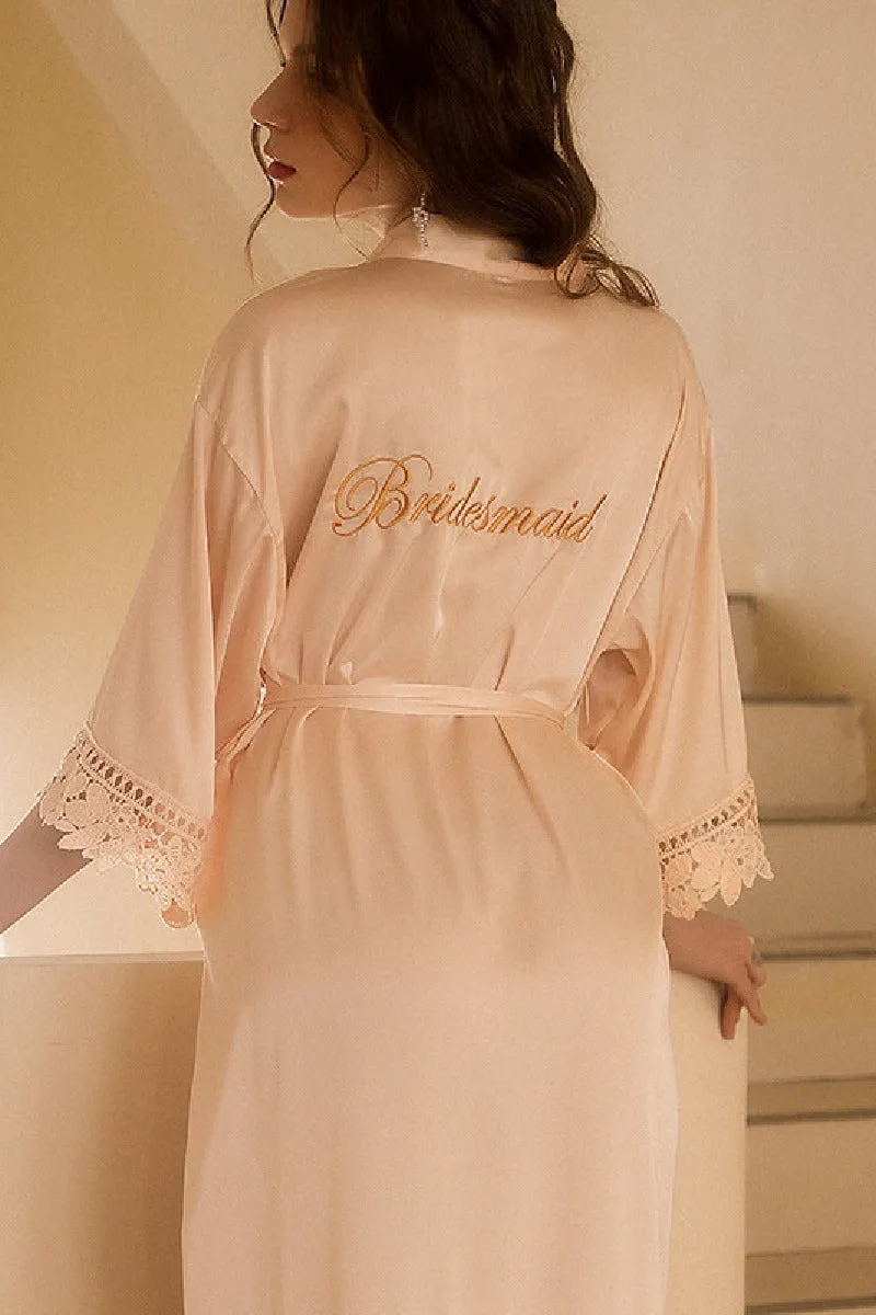 Personalized Bridesmaid Robes Sexy Lace Trim Satin Robes 878048482459 sold by Cocomelody