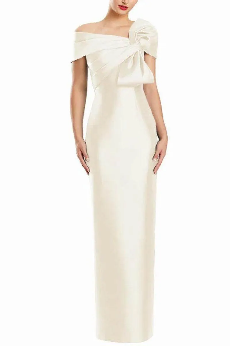 Sheath One Shoulder Floor Length Mother Dresses with Bow CM0368CR sold by Cocomelody