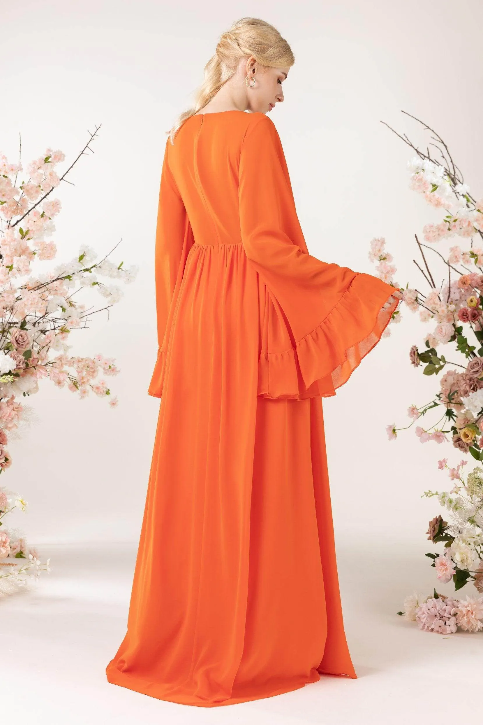 A-Line Sweep-Brush Train Chiffon Bridesmaid Dress CB0465CR sold by Cocomelody product image thumbnail 2