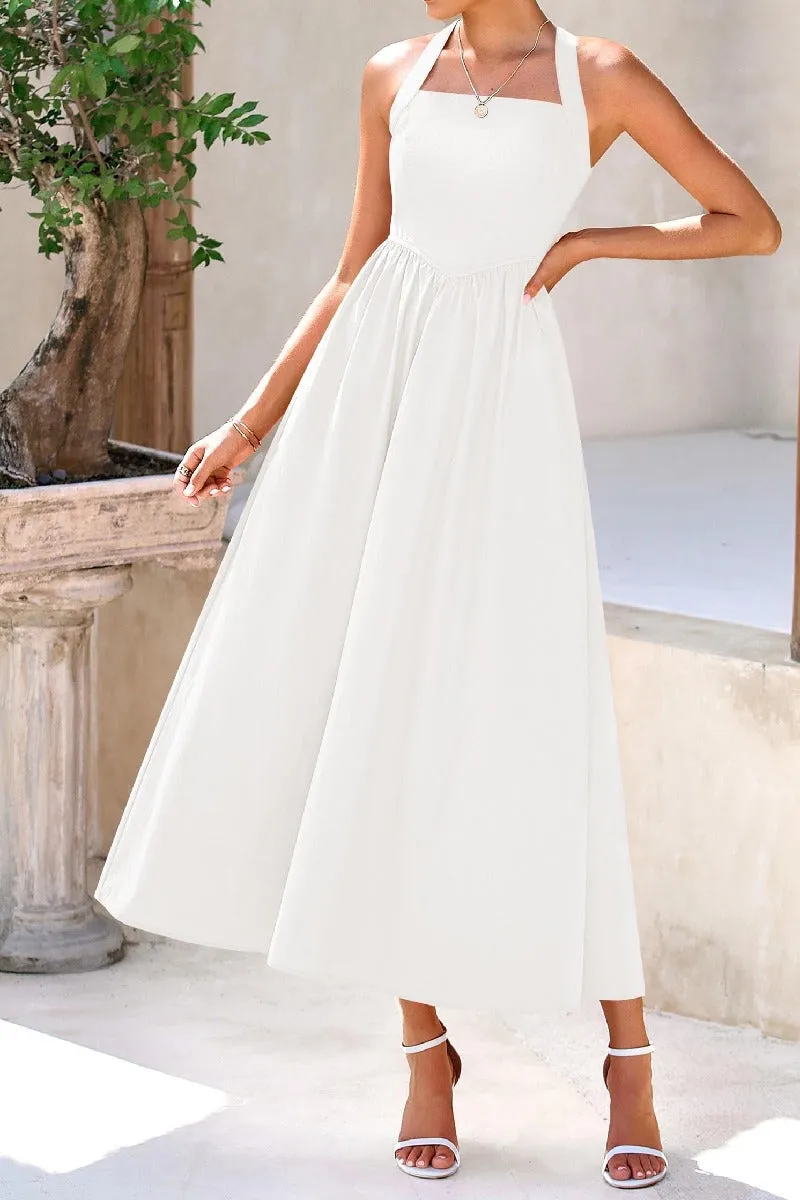A-Line Tea Length Chiffon Little White Dress 100031 sold by Cocomelody