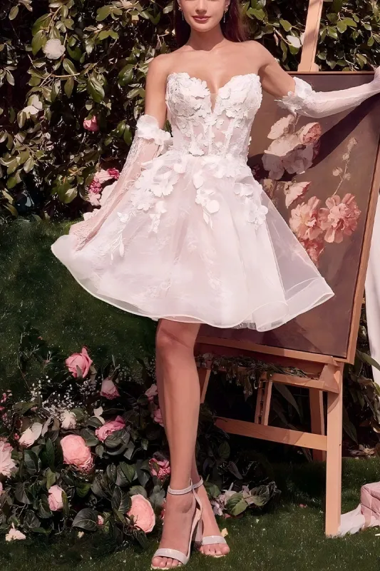 A-Line Short-Mini Lace Tulle Little White Dress 100027 sold by Cocomelody