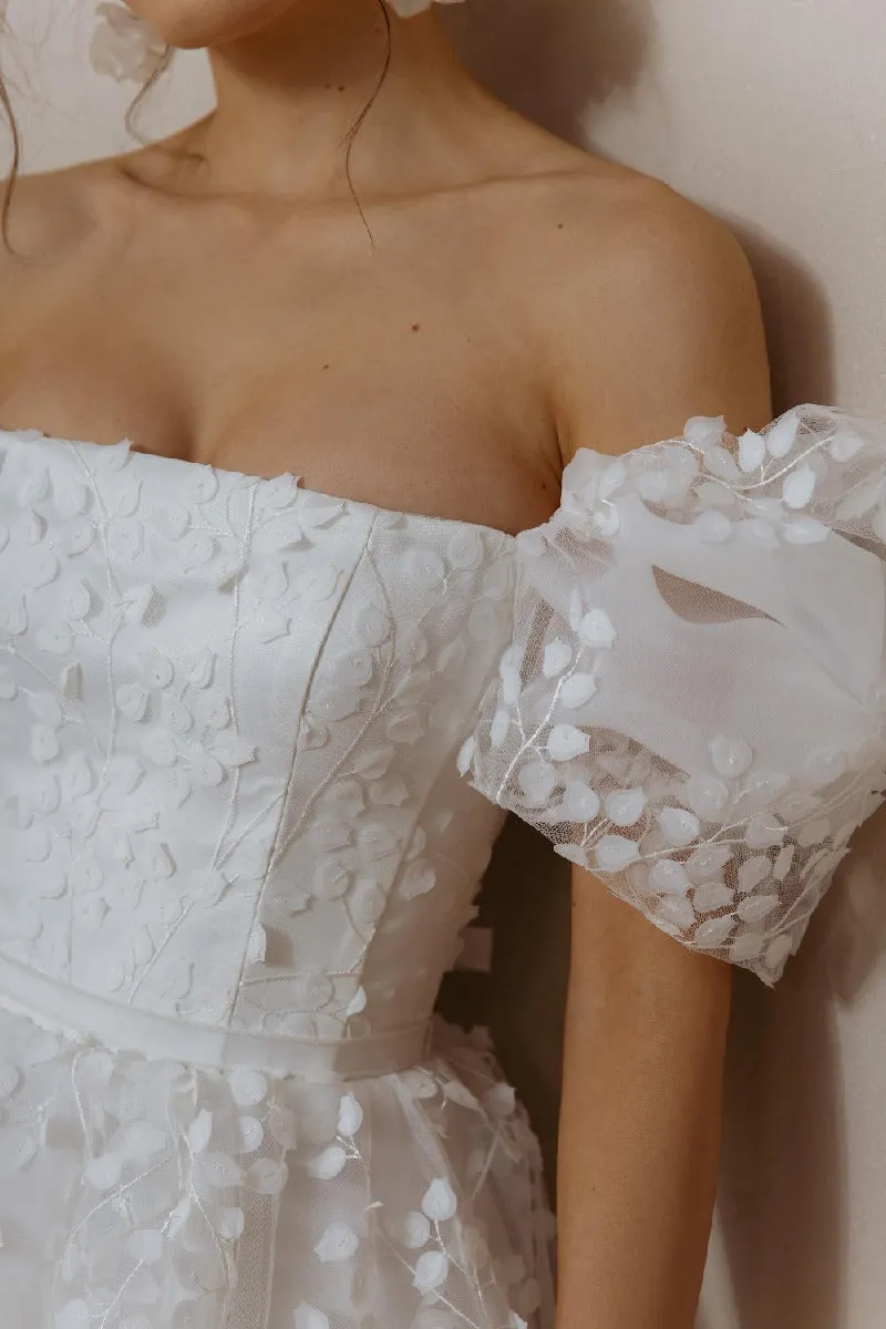 A-Line Short-Mini Lace Organza Little White Dress 100040 sold by Cocomelody product image thumbnail 5