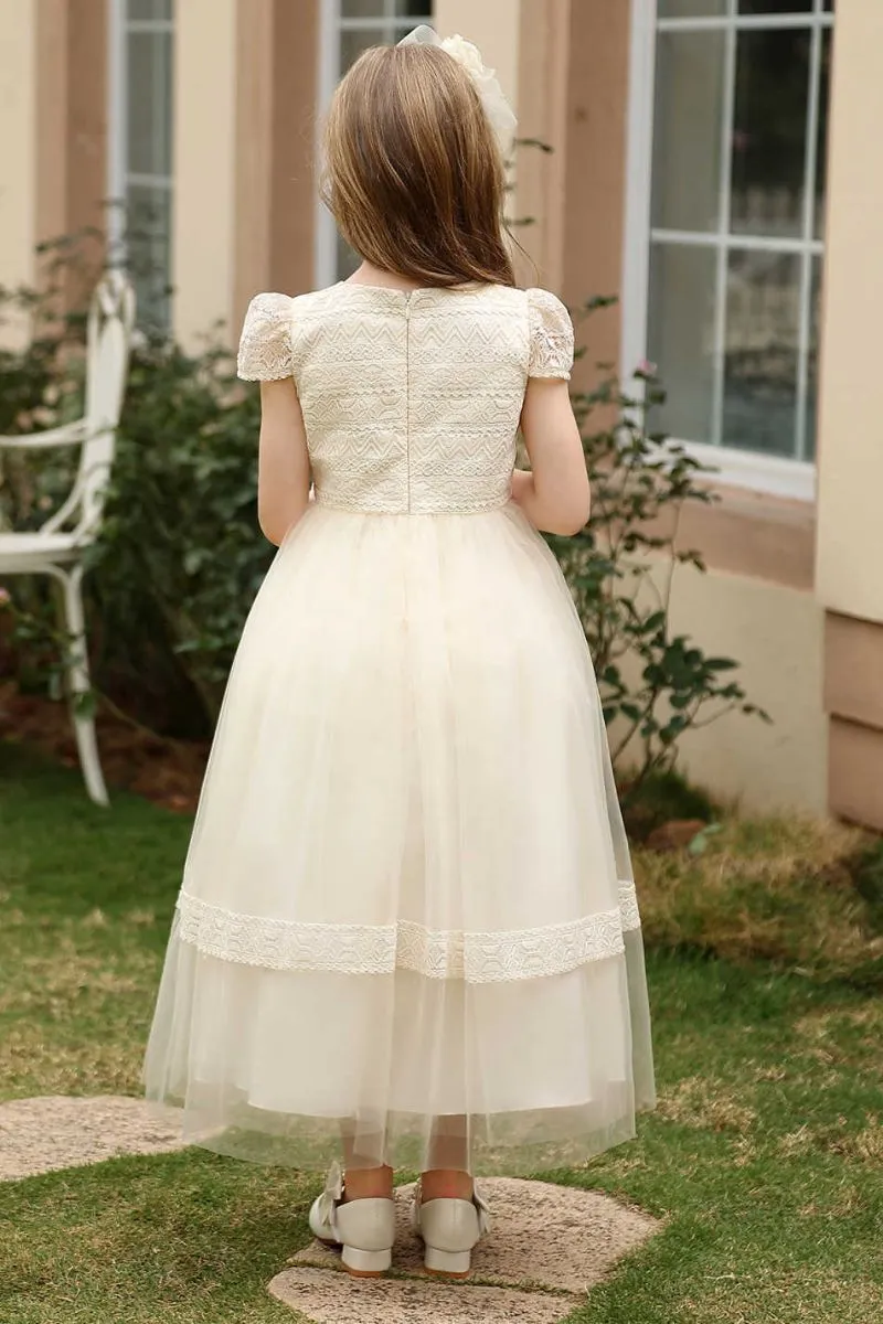 A-Line Midi Tulle Flower Girl Dress CF0382 sold by Cocomelody product image thumbnail 2