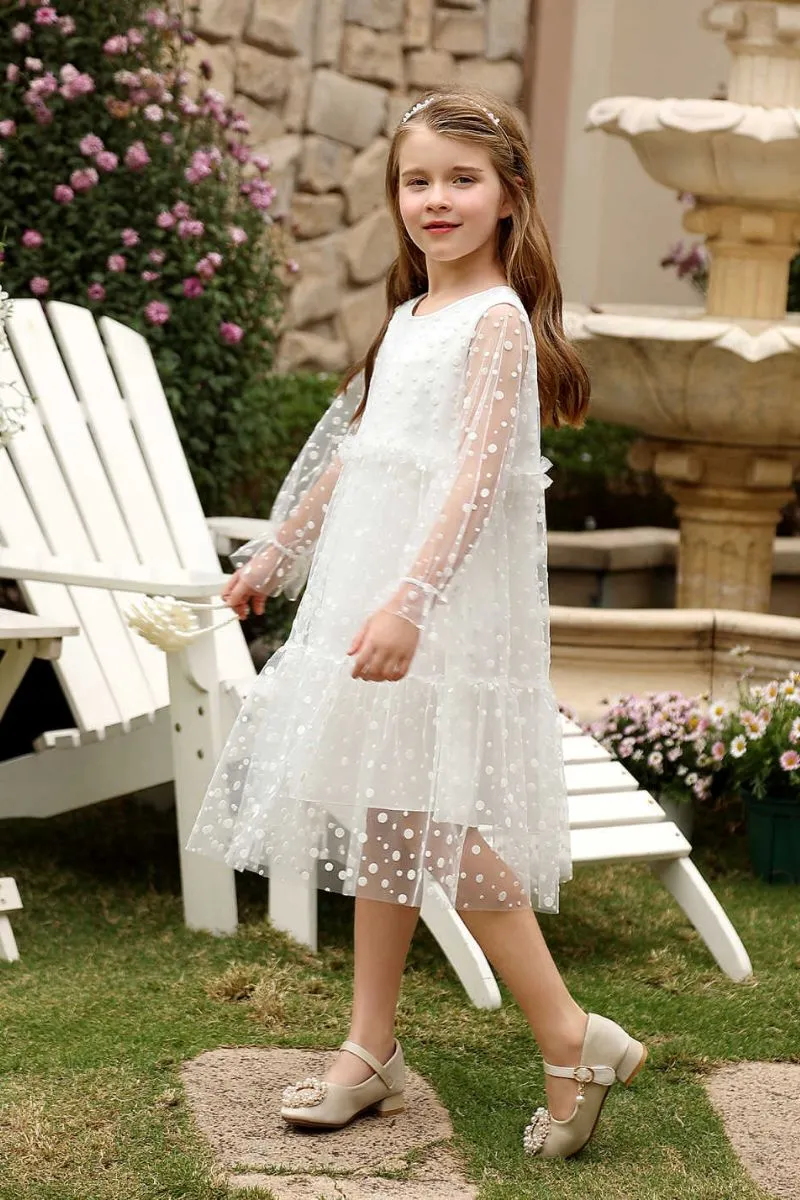 A-Line Midi Dot Print Flower Girl Dress CF0380 sold by Cocomelody product image thumbnail 4