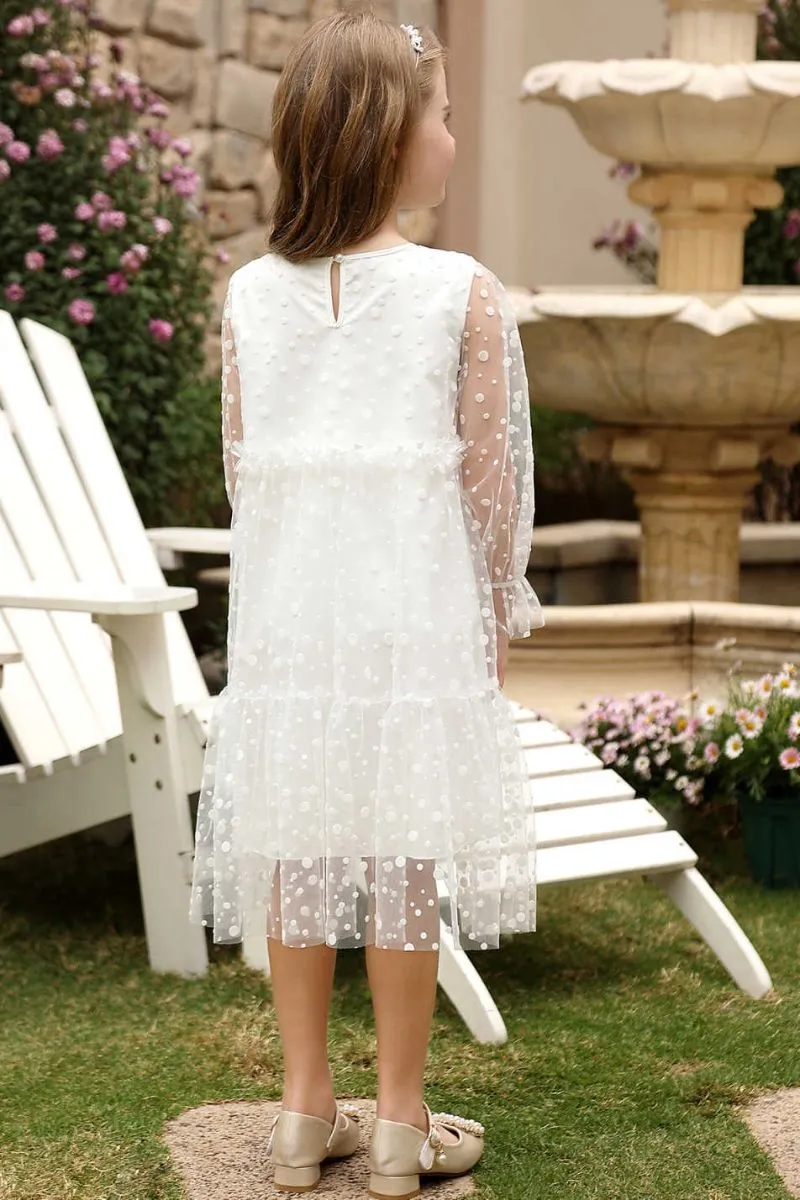 A-Line Midi Dot Print Flower Girl Dress CF0380 sold by Cocomelody product image thumbnail 2