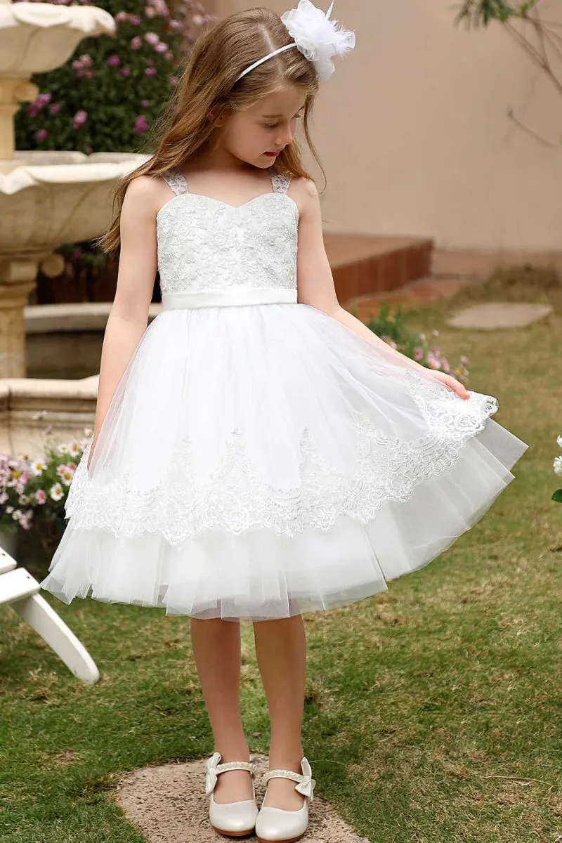 A-Line Midi Tulle Flower Girl Dress CF0379 sold by Cocomelody product image thumbnail 4