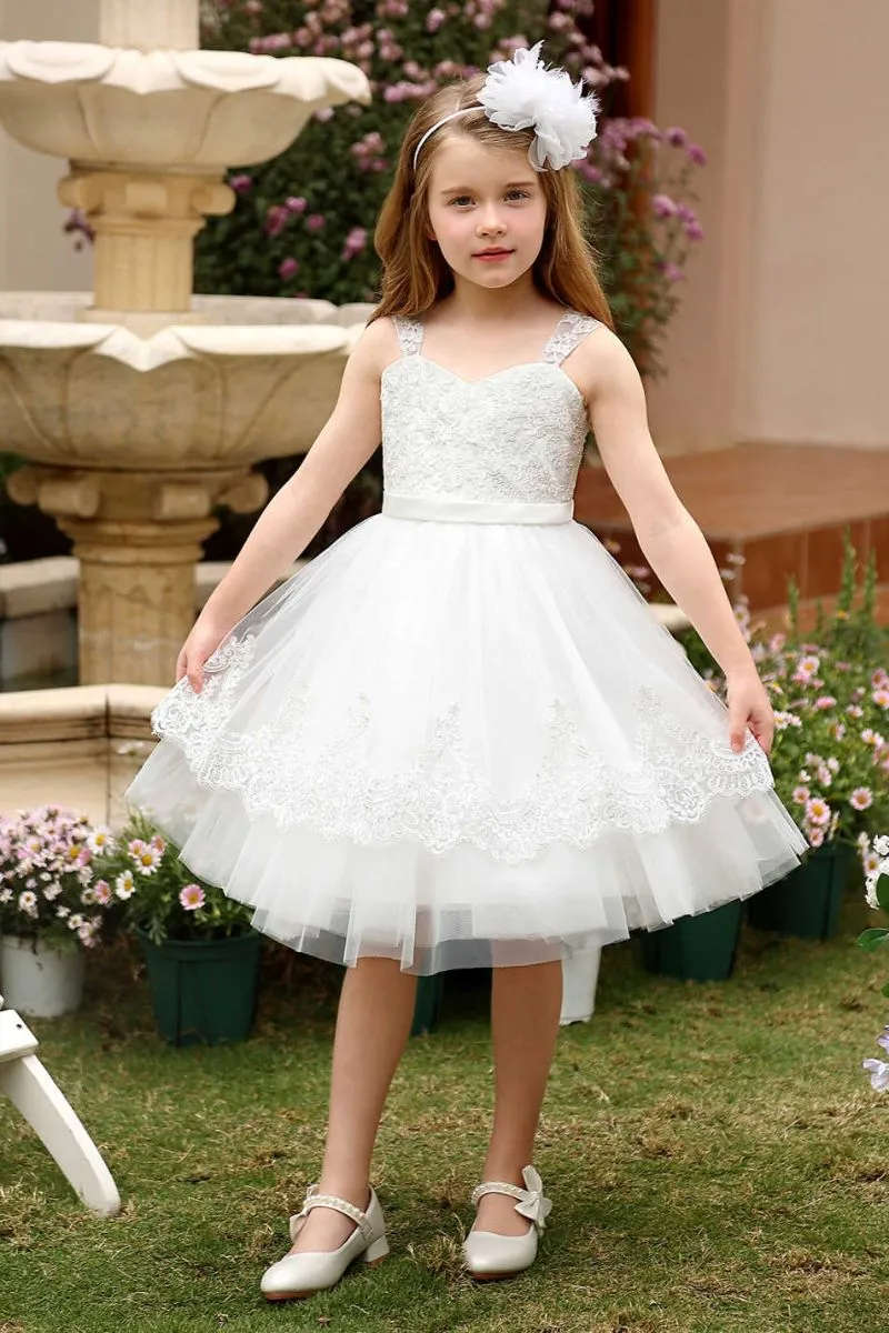 A-Line Midi Tulle Flower Girl Dress CF0379 sold by Cocomelody