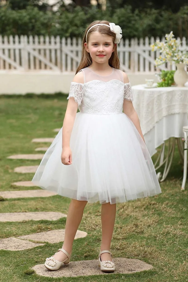 A-Line Midi Tulle Flower Girl Dress CF0378 sold by Cocomelody