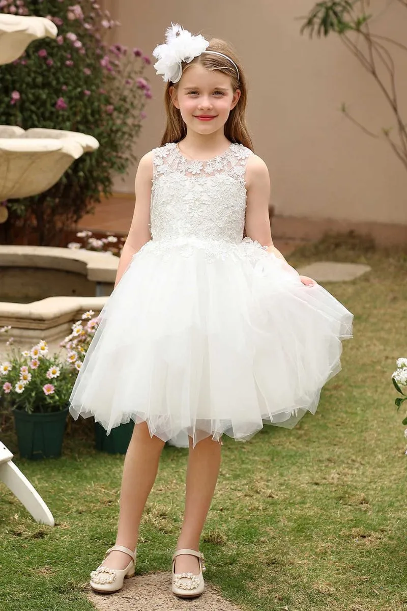 A-Line Midi Tulle Flower Girl Dress CF0377 sold by Cocomelody