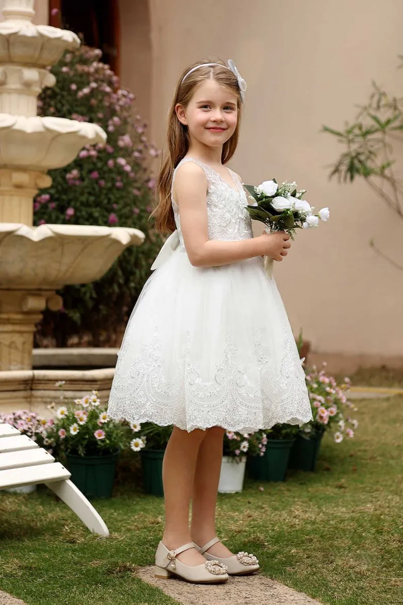 A-Line Midi Tulle Flower Girl Dress CF0376 sold by Cocomelody product image thumbnail 4