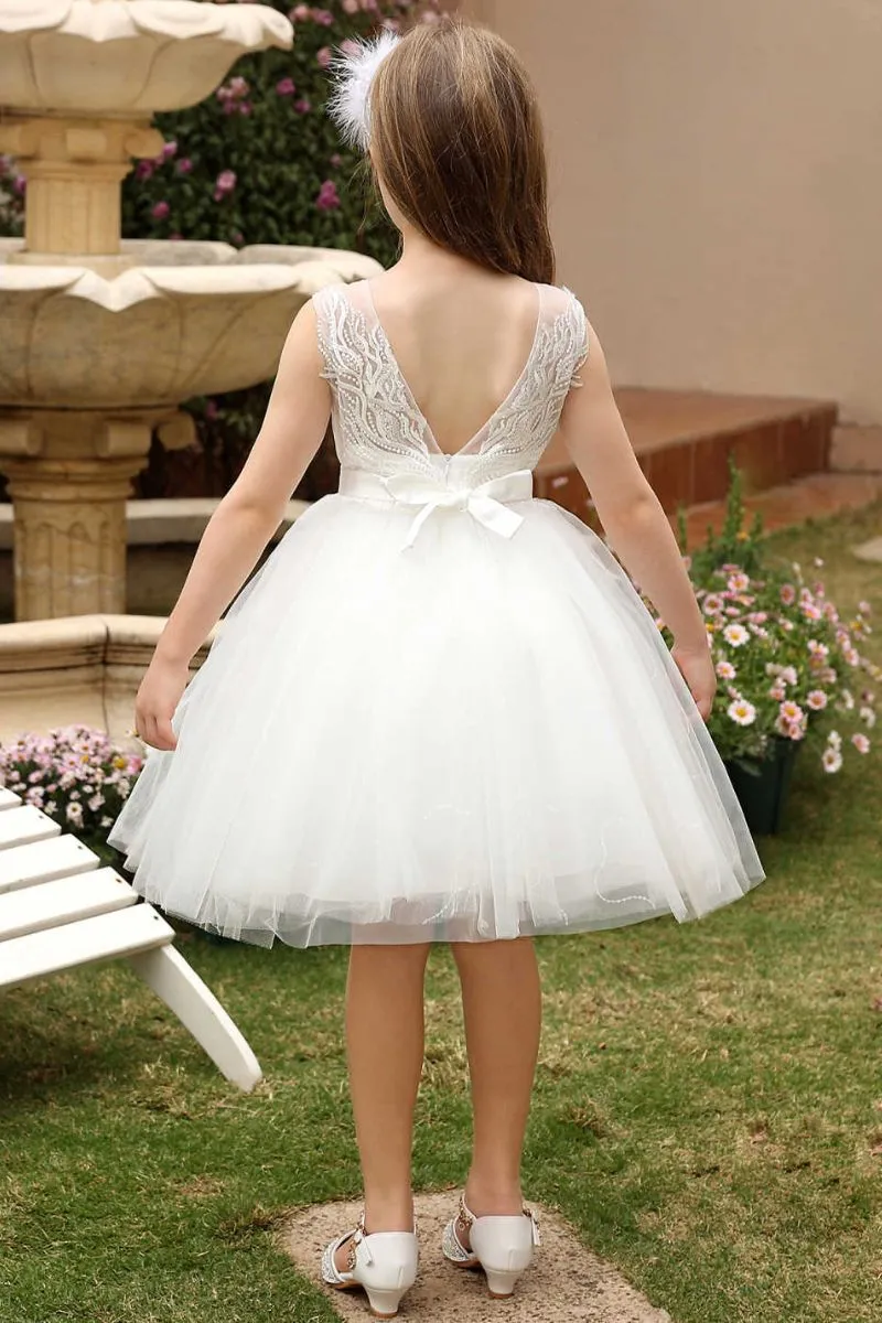A-Line Midi Tulle Flower Girl Dress CF0375 sold by Cocomelody product image thumbnail 2