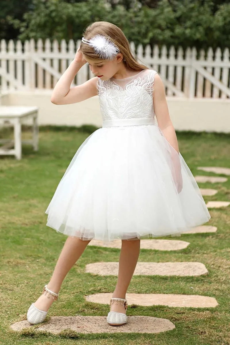A-Line Midi Tulle Flower Girl Dress CF0375 sold by Cocomelody product image thumbnail 4