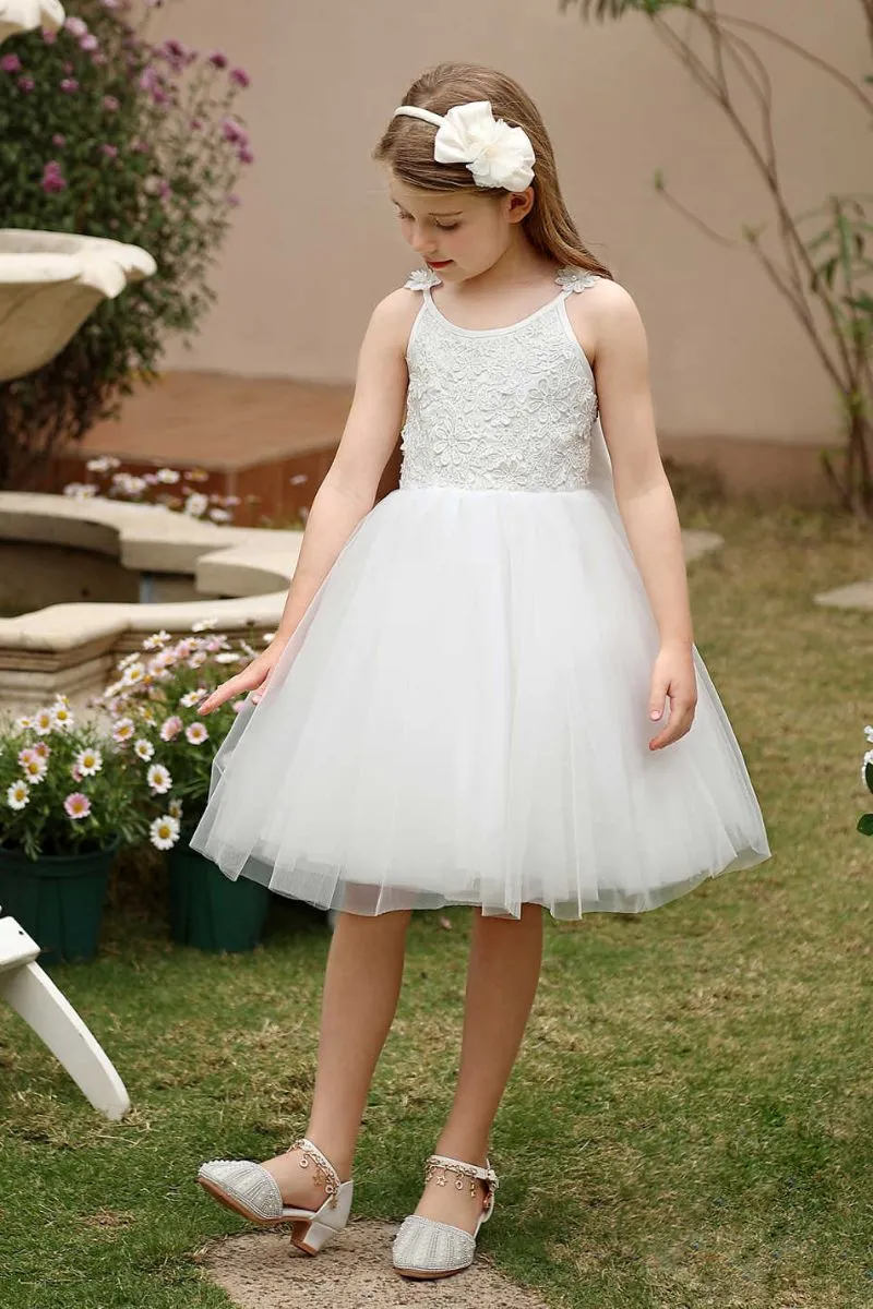 A-Line Midi Tulle Flower Girl Dress CF0374 sold by Cocomelody